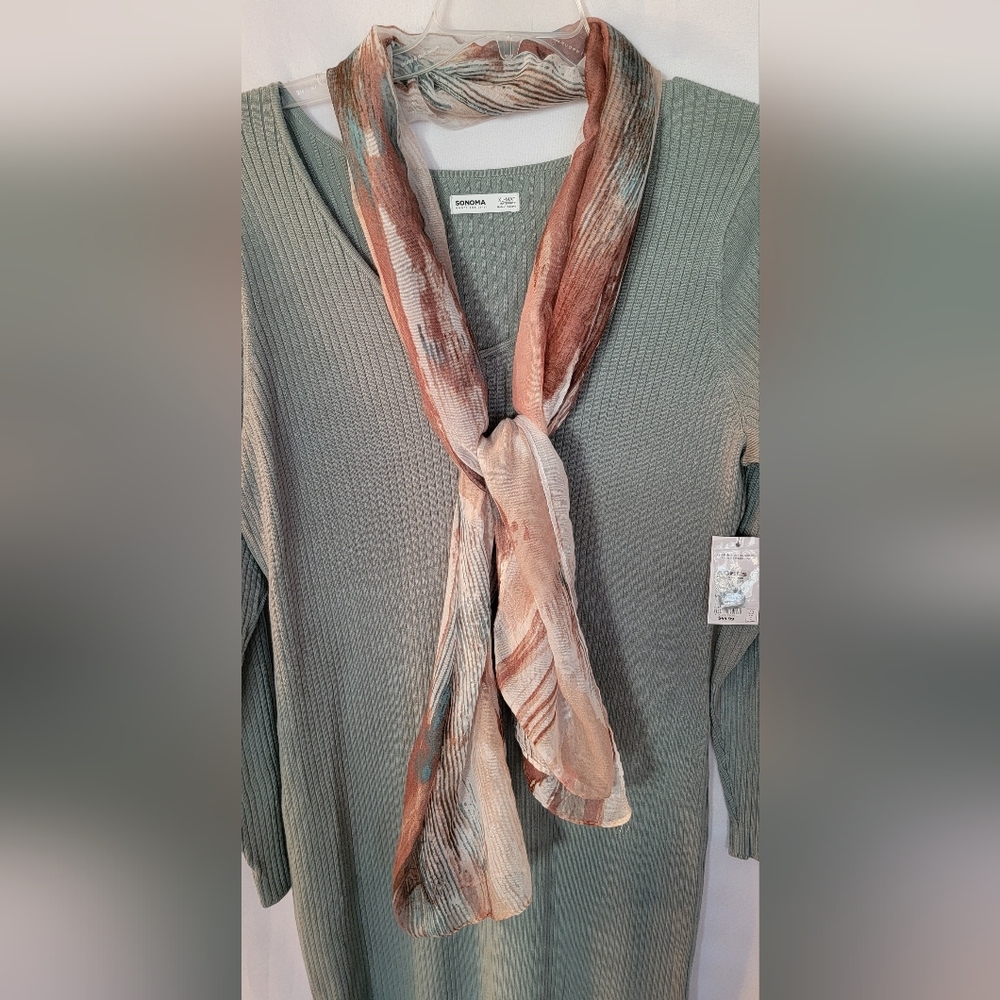 Long Turquoise and Brown Scarf